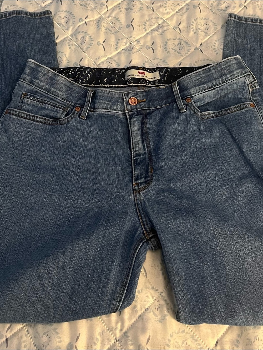 Levi's Women's Medium Blue Perfect Waist 525 Straight-Leg Jeans 14S